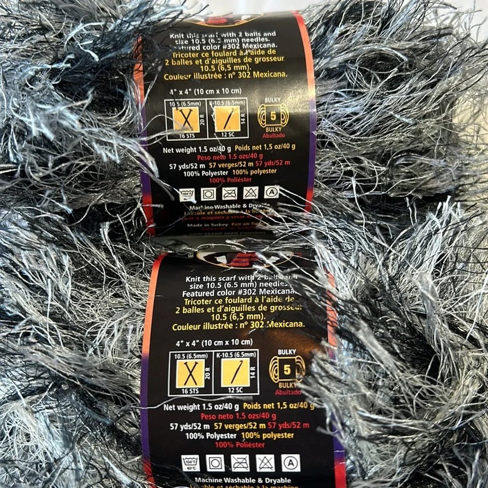New Lion Brand Fun Fur Stripes Eyelash 2 Skeins